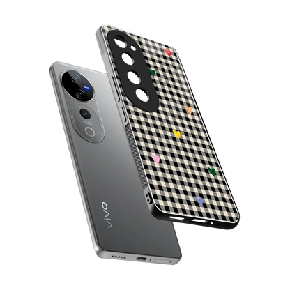 Checkered Love sleek vivo v40 pro cover with tempered glass back and TPU edges