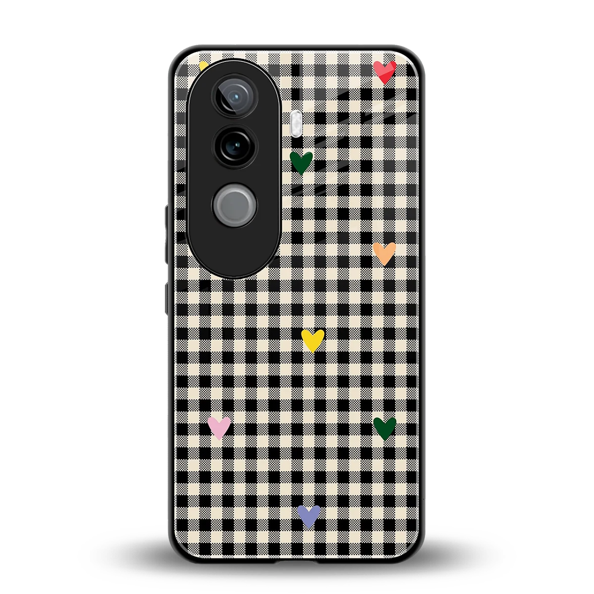 Checkered Love back phone cover | glass case for vivo v40e