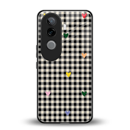 Checkered Love back phone cover | glass case for vivo v40e