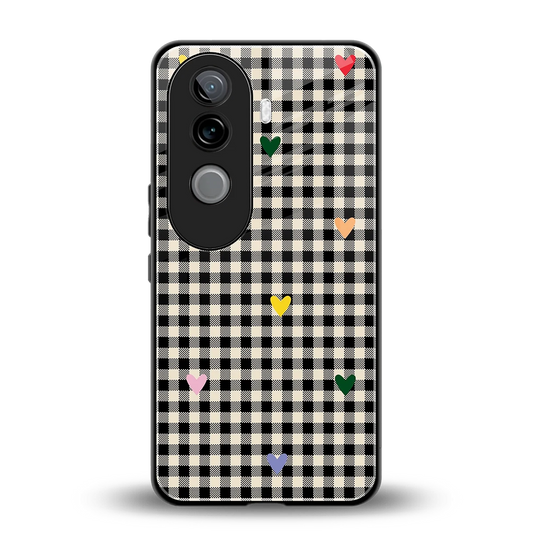 Checkered Love back phone cover | glass case for vivo v40e
