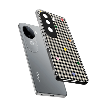 Checkered Love sleek vivo v40e cover with tempered glass back and TPU edges