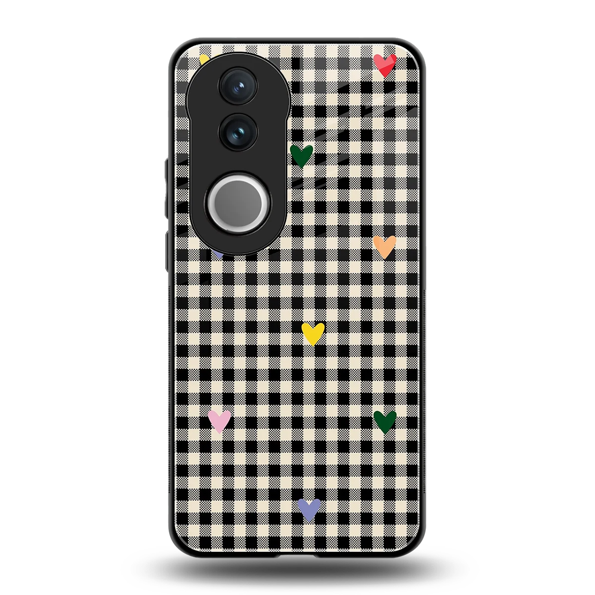 Checkered Love back phone cover | glass case for vivo v50