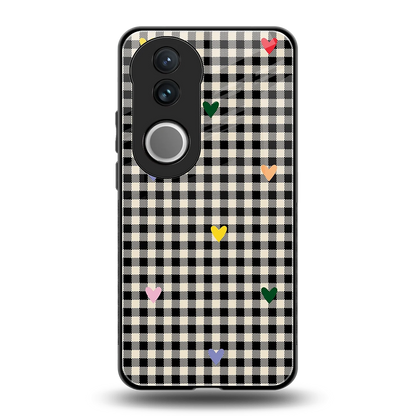 Checkered Love back phone cover | glass case for vivo v50
