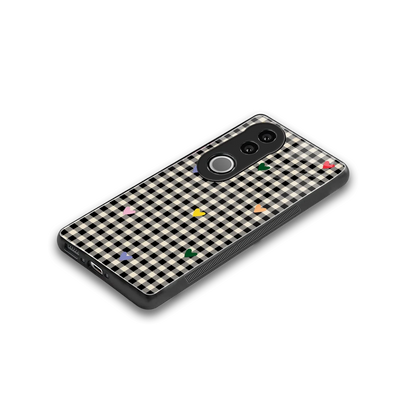 Checkered Love stylish phone case for vivo v50 | glossy glass and slim fit