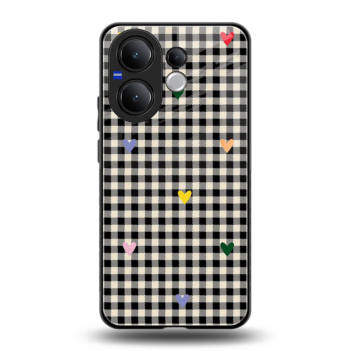 Checkered Love back phone cover | glass case for vivo v60