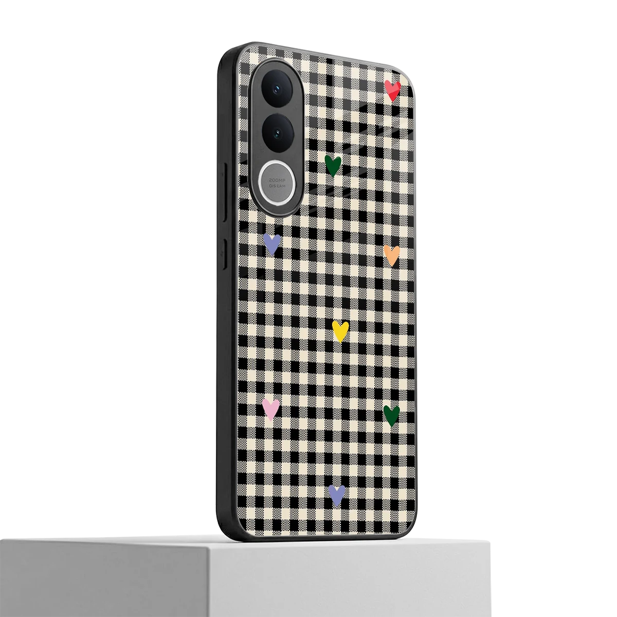 Checkered Love vivo v70 fe mobile cover | shockproof glass phone case