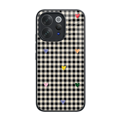 Checkered Love back phone cover | glass case for vivo v70