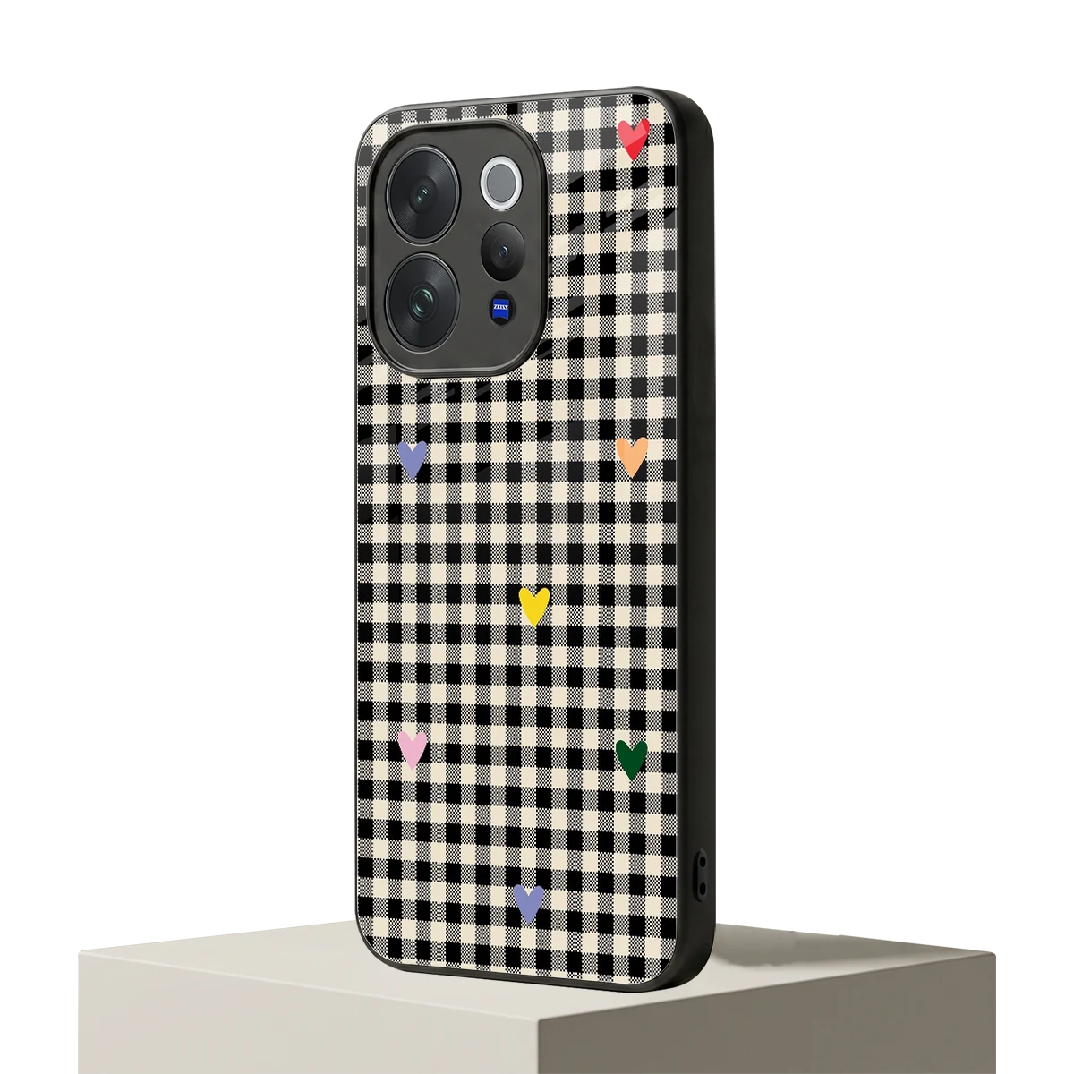 Checkered Love vivo v70 mobile cover | shockproof glass phone case