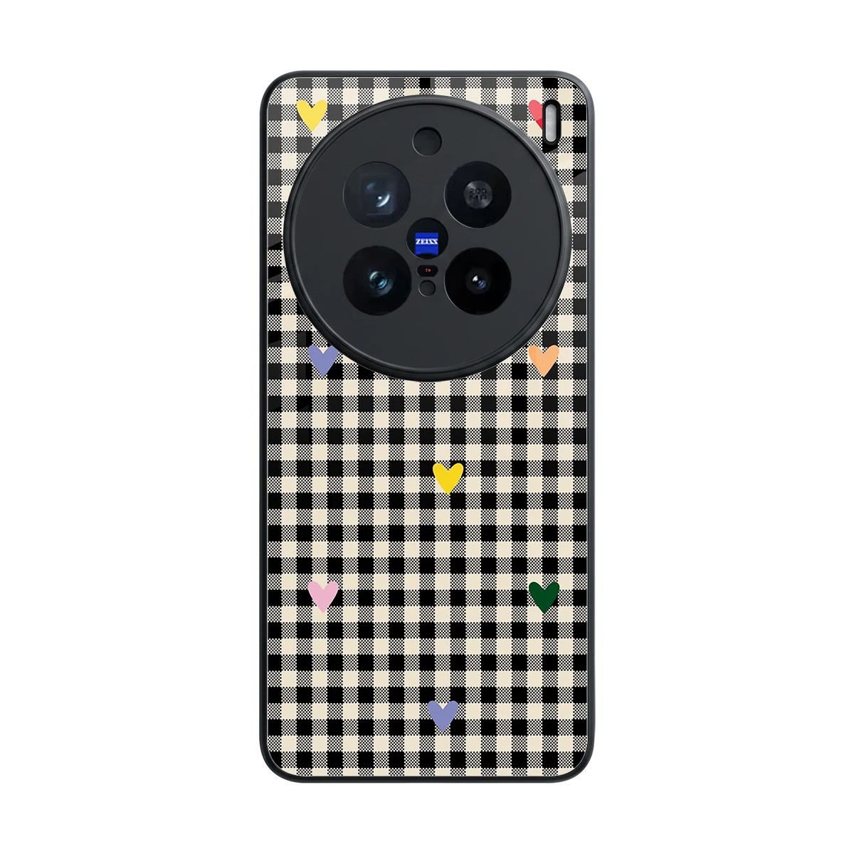 Checkered Love back phone cover | glass case for vivo x200 pro