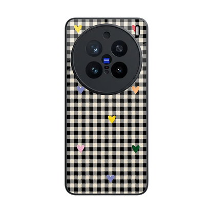 Checkered Love back phone cover | glass case for vivo x200 pro
