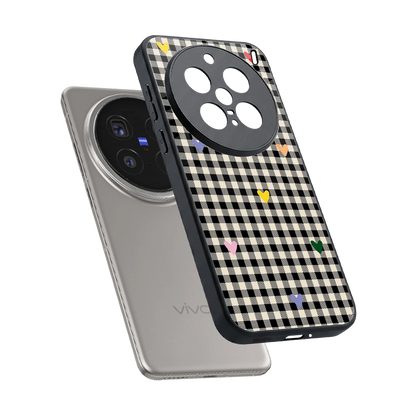 Checkered Love sleek vivo x200 pro cover with tempered glass back and TPU edges