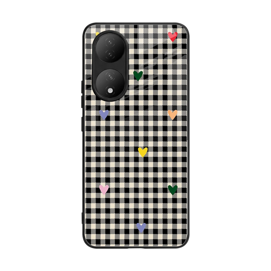 Checkered Love back phone cover | glass case for Vivo-y100