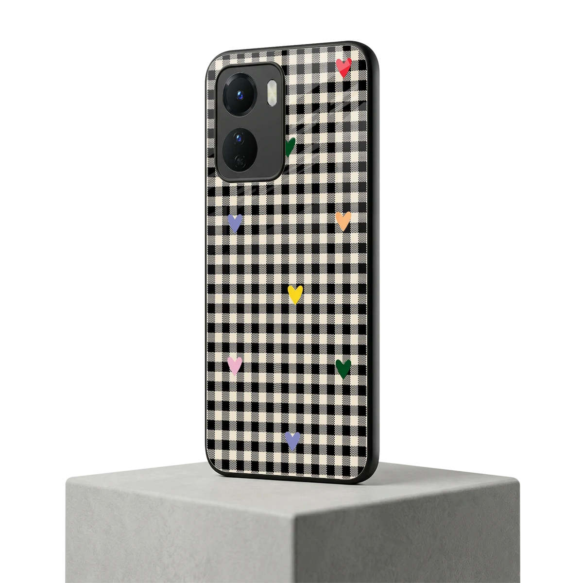 Checkered Love vivo y16 mobile cover | shockproof glass phone case