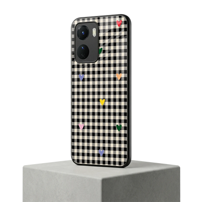 Checkered Love vivo y16 mobile cover | shockproof glass phone case