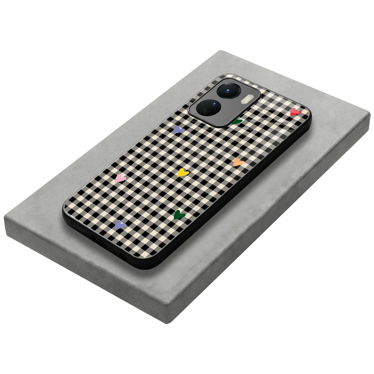 Checkered Love stylish phone case for vivo y16 | glossy glass and slim fit
