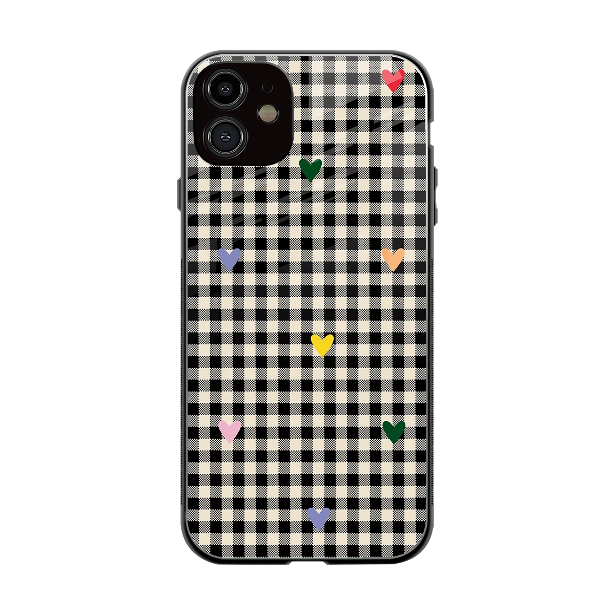 Checkered Love back phone cover | glass case for iphone 12