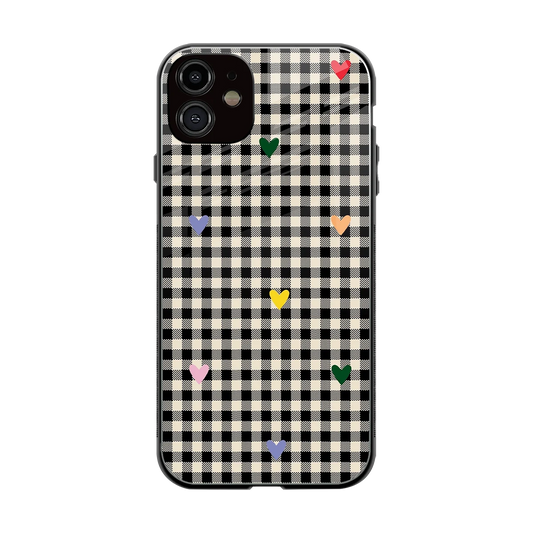 Checkered Love back phone cover | glass case for iphone 12