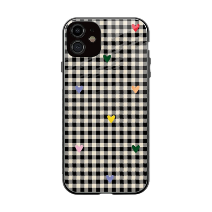 Checkered Love back phone cover | glass case for iphone 11