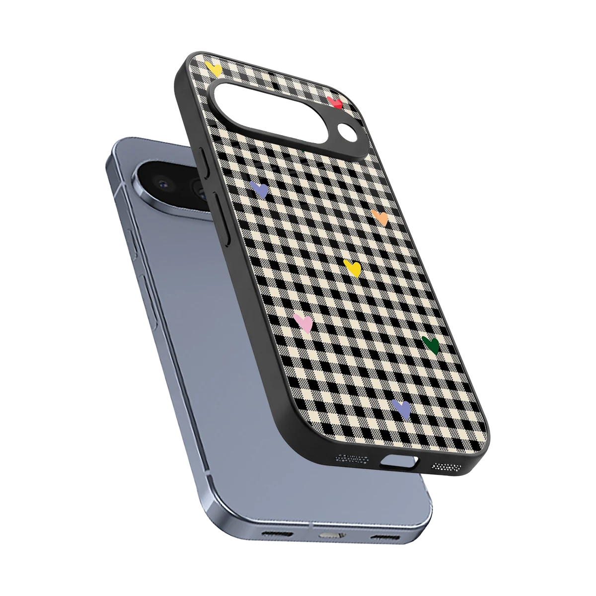 Checkered Love sleek google pixel 10 cover with tempered glass back and TPU edges