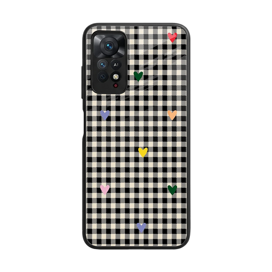 Checkered Love back phone cover | glass case for redmi note 11 pro