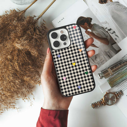 Checkered Love Phone Case for Iphone 16 | Glass Case