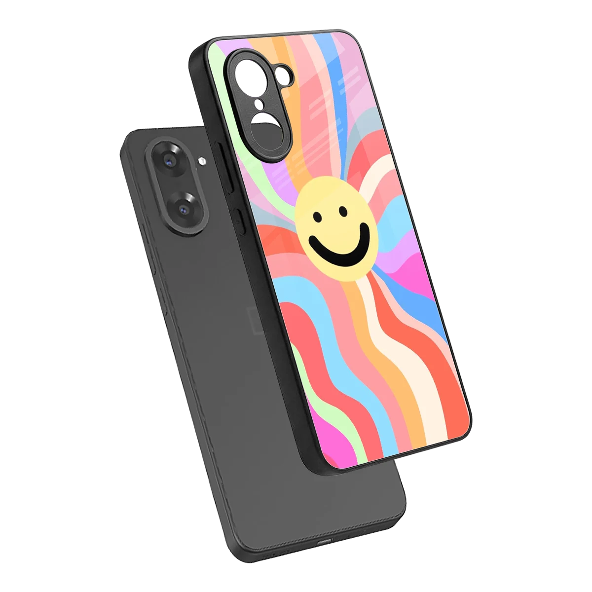 Cheerful Smiley sleek oneplus nord ce5 5g cover with tempered glass back and TPU edges