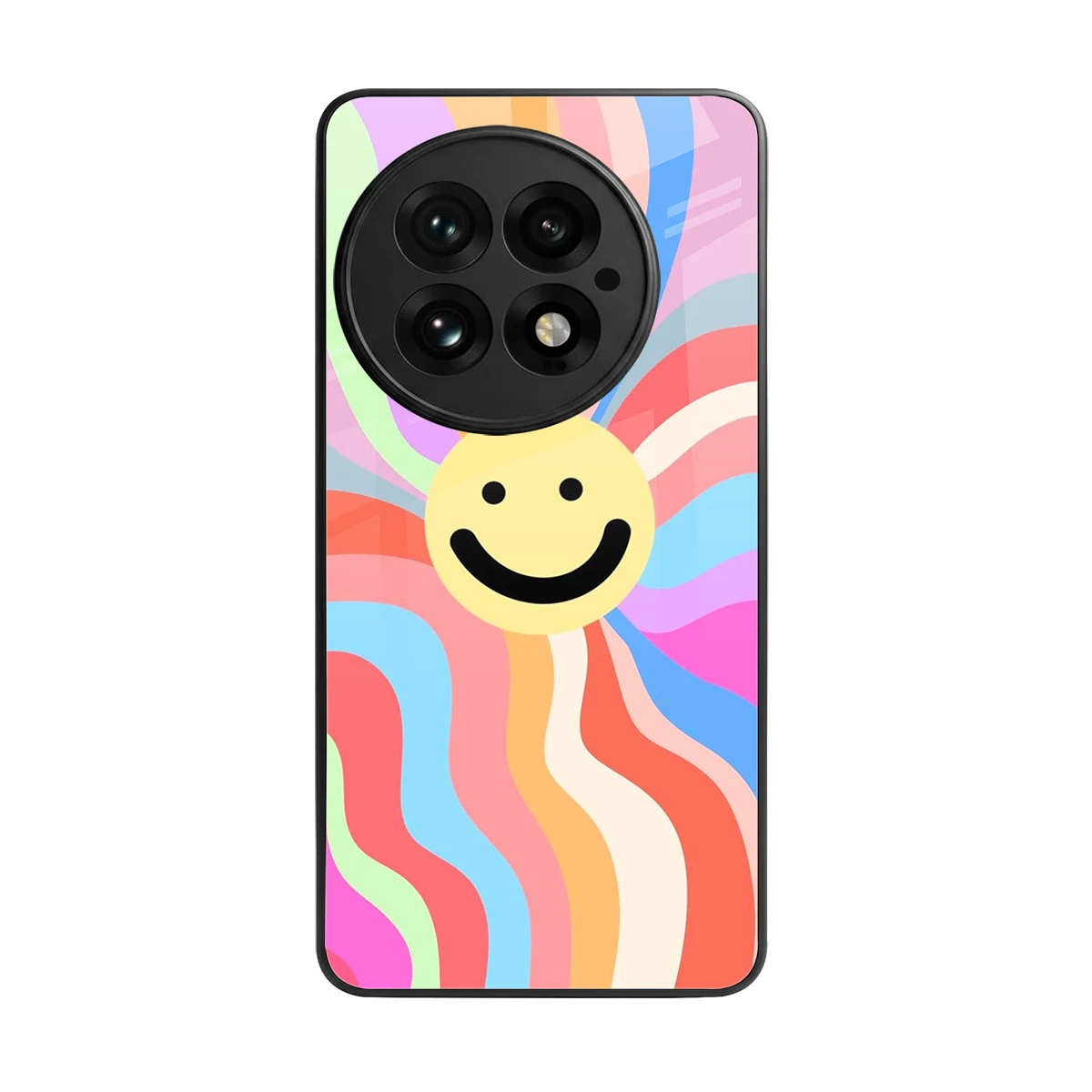 Cheerful Smiley back phone cover | glass case for oneplus 13