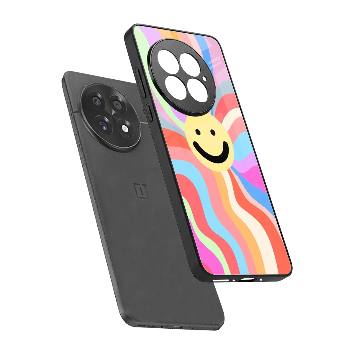 Cheerful Smiley sleek oneplus 13 cover with tempered glass back and TPU edges