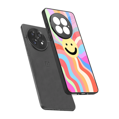 Cheerful Smiley sleek oneplus 13 cover with tempered glass back and TPU edges