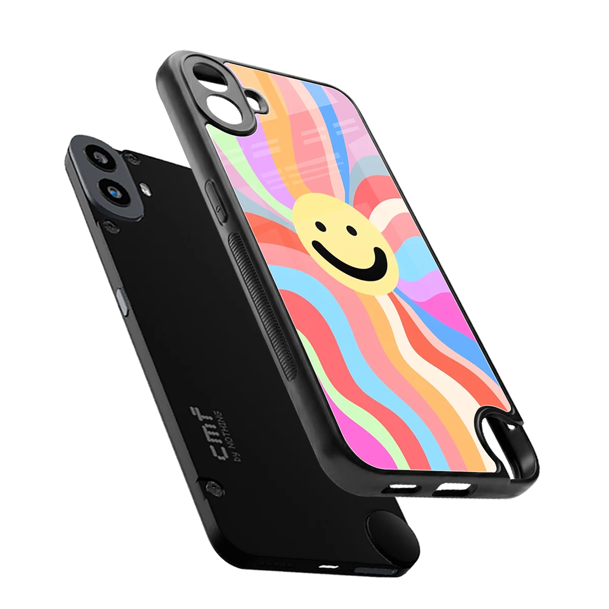 Cheerful Smiley sleek cmf nothing phone 1 cover with tempered glass back and TPU edges