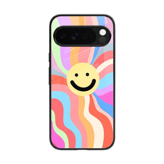 Cheerful Smiley back phone cover | glass case for google pixel 10 pro xl