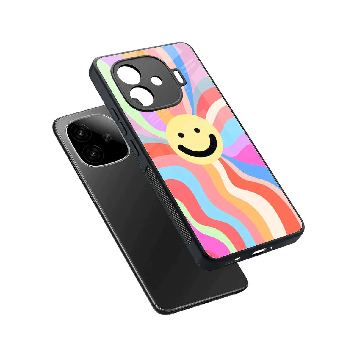 Cheerful Smiley sleek iqoo neo 10r 5g cover with tempered glass back and TPU edges