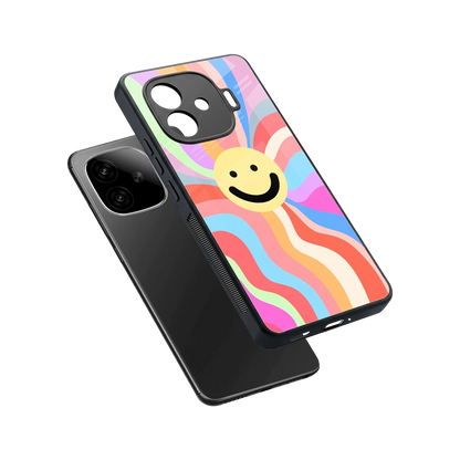 Cheerful Smiley sleek iqoo neo 10r 5g cover with tempered glass back and TPU edges