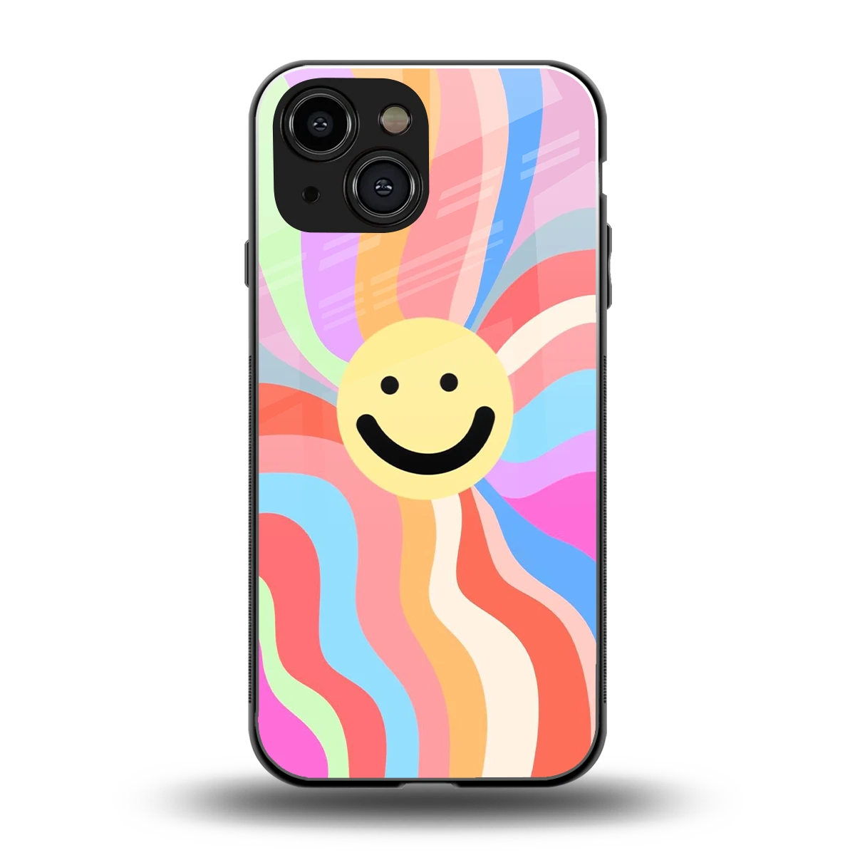 Cheerful Smiley back phone cover | glass case for iphone 13 mini