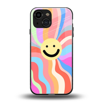 Cheerful Smiley back phone cover | glass case for iphone 13 mini