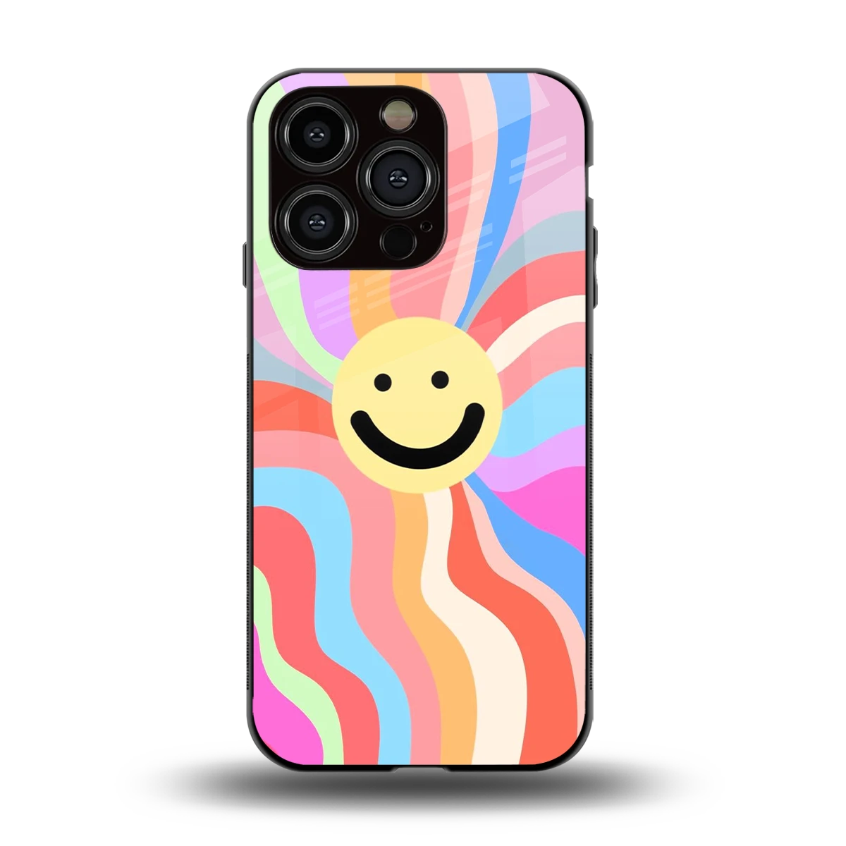 Cheerful Smiley back phone cover | glass case for iphone 13 pro