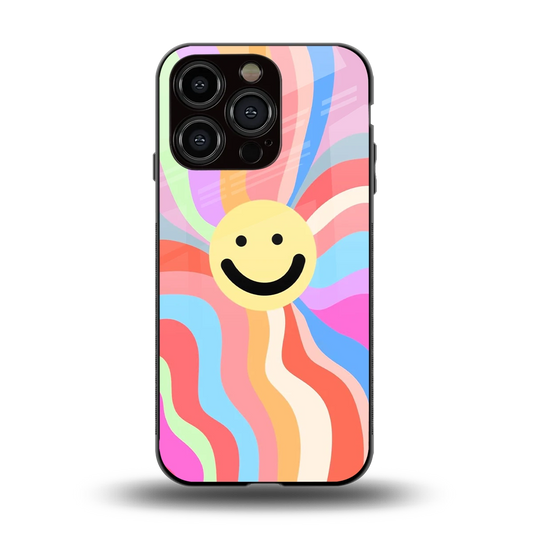 Cheerful Smiley back phone cover | glass case for iphone 13 pro