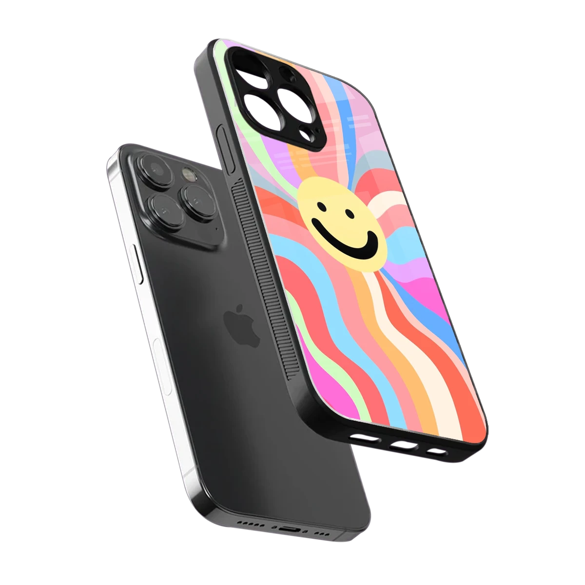 Cheerful Smiley sleek iphone 13 pro cover with tempered glass back and TPU edges