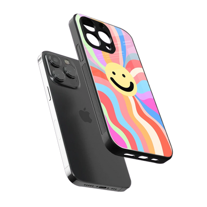 Cheerful Smiley sleek iphone 13 pro cover with tempered glass back and TPU edges