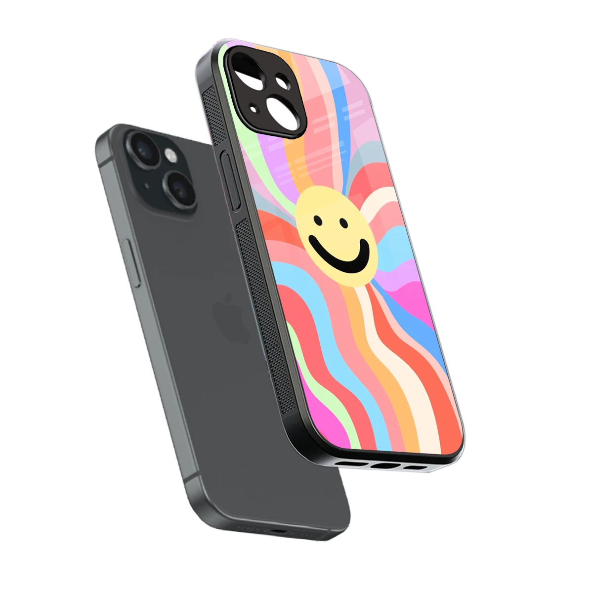 Cheerful Smiley sleek iphone 13 cover with tempered glass back and TPU edges