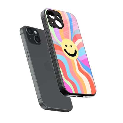 Cheerful Smiley sleek iphone 13 cover with tempered glass back and TPU edges
