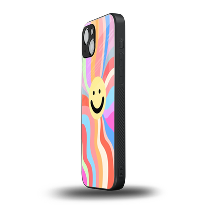 Cheerful Smiley iphone 15 plus mobile cover | shockproof glass phone case