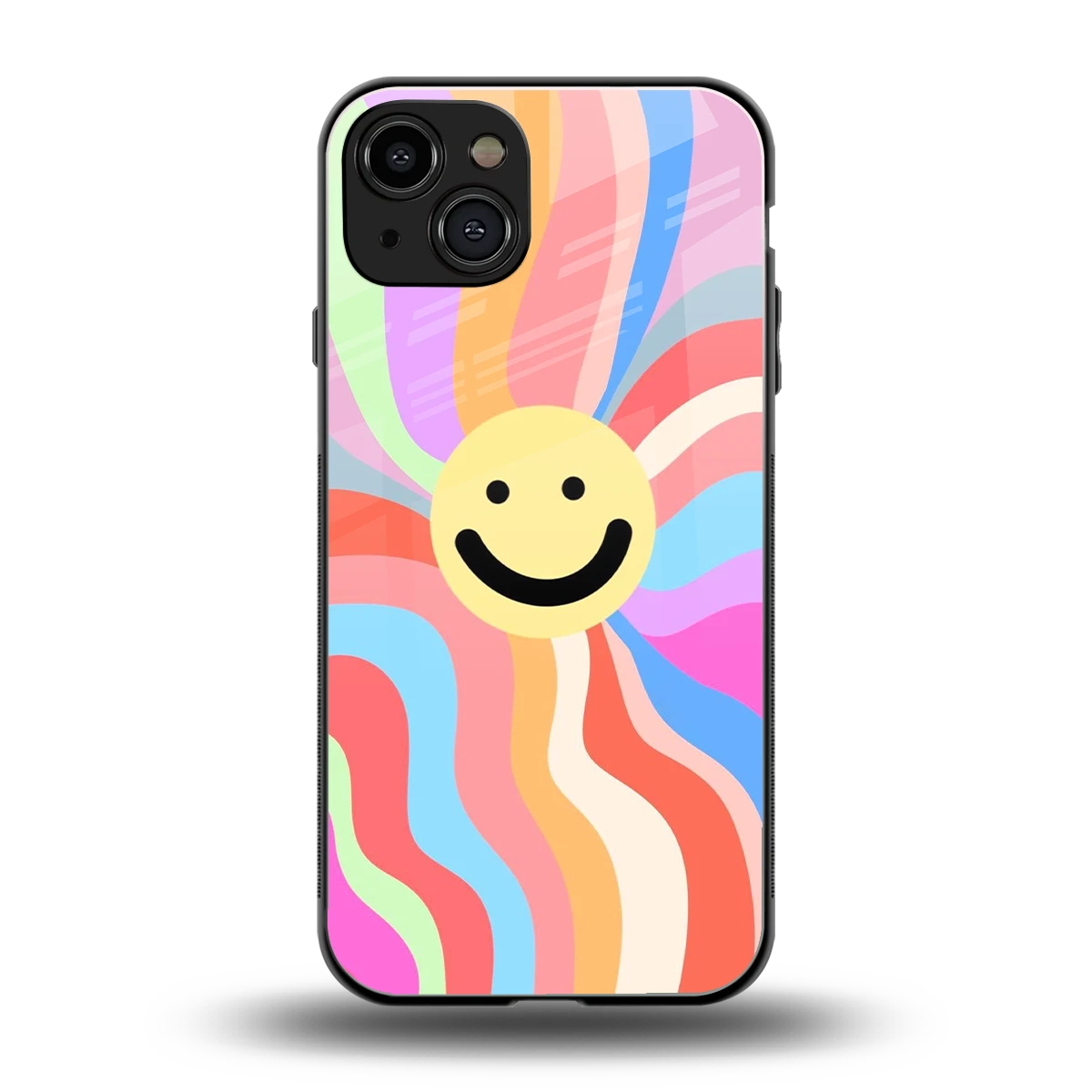 Cheerful Smiley back phone cover | glass case for iphone 15