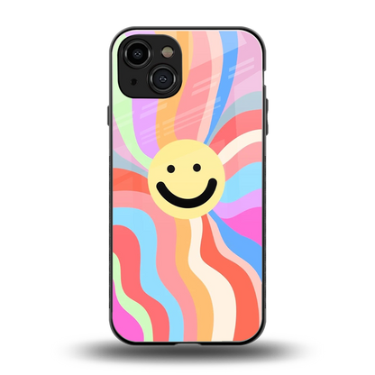 Cheerful Smiley back phone cover | glass case for iphone 15