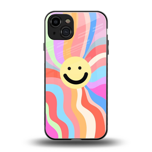 Cheerful Smiley back phone cover | glass case for iphone 15
