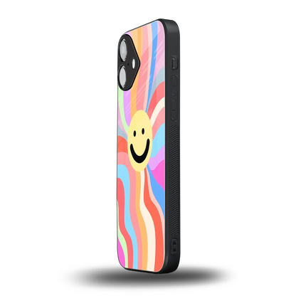 Cheerful Smiley iphone 16 plus mobile cover | shockproof glass phone case