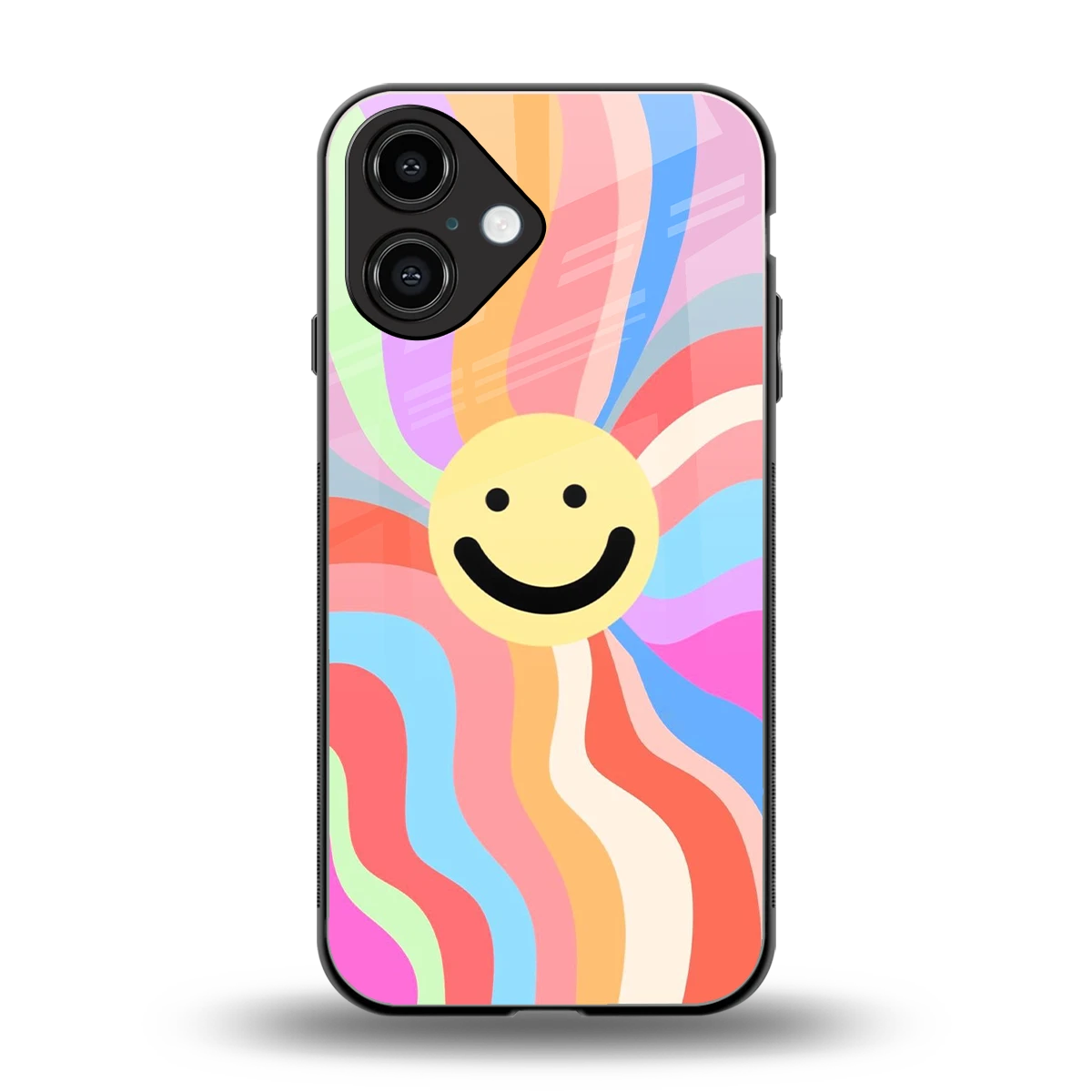 Cheerful Smiley back phone cover | glass case for iphone 16