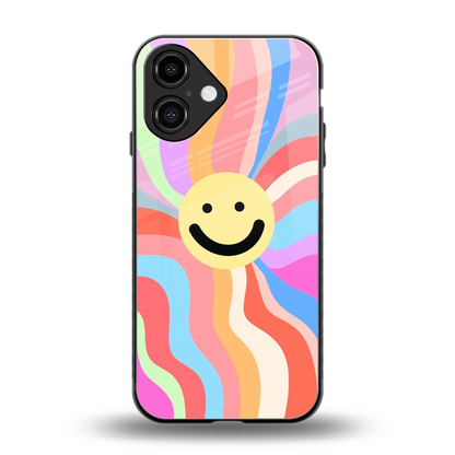 Cheerful Smiley back phone cover | glass case for iphone 16