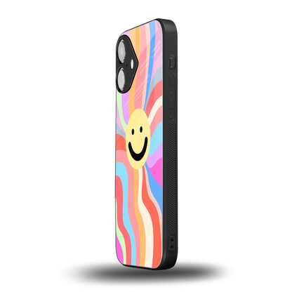 Cheerful Smiley iPhone 16 mobile cover | shockproof glass phone case