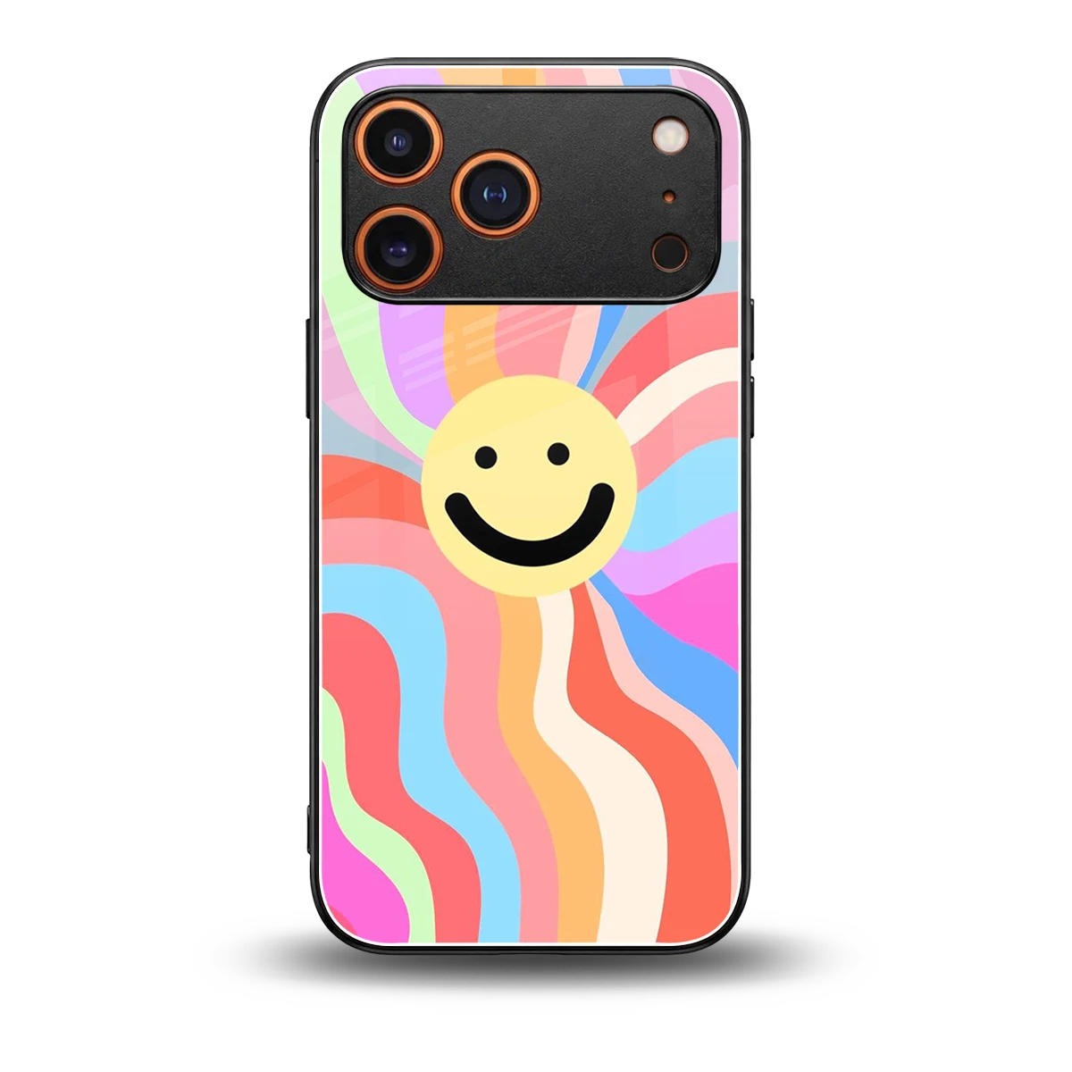 Cheerful Smiley back phone cover | glass case for iphone 17 pro max